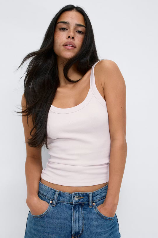 Camiseta sin mangas acanalada ajustada
