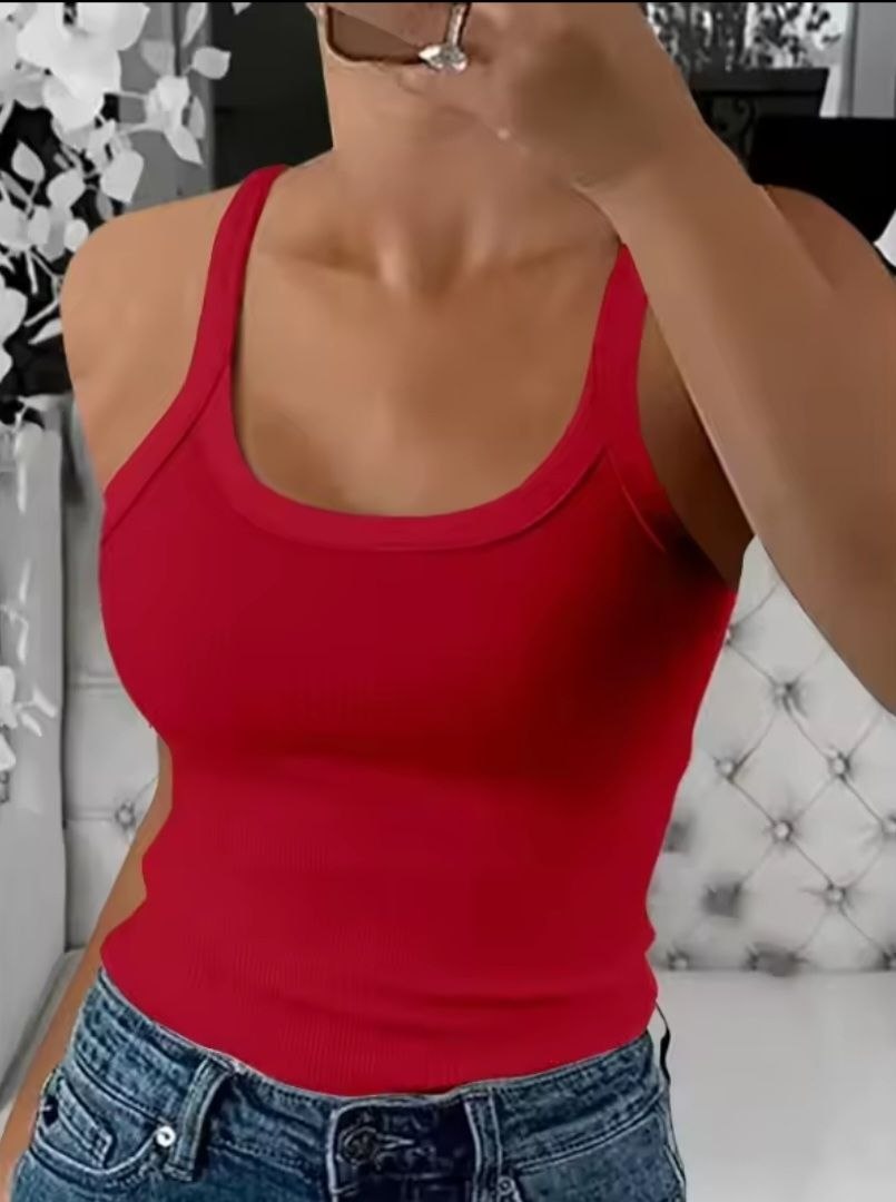 Camiseta sin mangas acanalada ajustada