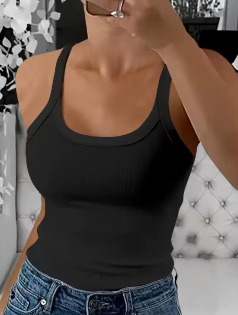 Camiseta sin mangas acanalada ajustada