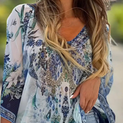 Vestido asimétrico de mujer con cuello en V y corte holgado